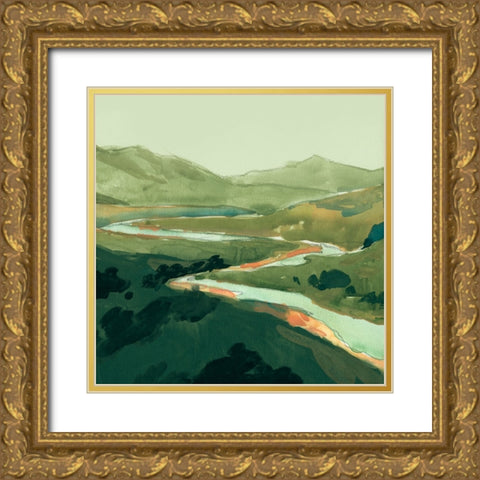 Winding Green River I Gold Ornate Wood Framed Art Print with Double Matting by Green, Jacob