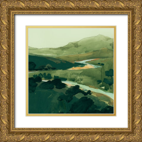 Winding Green River II Gold Ornate Wood Framed Art Print with Double Matting by Green, Jacob