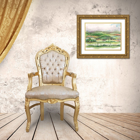 Bennachie Rain I Gold Ornate Wood Framed Art Print with Double Matting by Marr, Laura