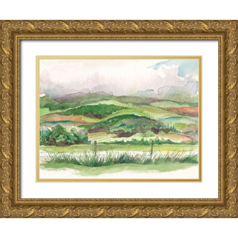 Bennachie Rain I Gold Ornate Wood Framed Art Print with Double Matting by Marr, Laura
