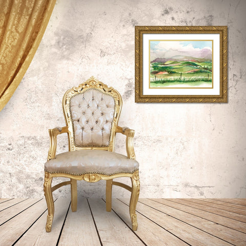 Bennachie Rain II Gold Ornate Wood Framed Art Print with Double Matting by Marr, Laura