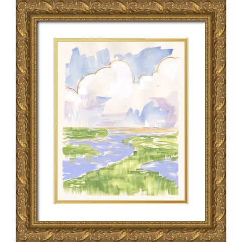 Low Country River Vista II Gold Ornate Wood Framed Art Print with Double Matting by Marr, Laura