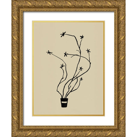 Spring Sprig Vase I Gold Ornate Wood Framed Art Print with Double Matting by Green, Jacob