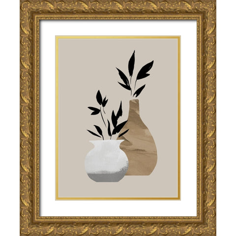 Simple Bud Vases I Gold Ornate Wood Framed Art Print with Double Matting by Green, Jacob