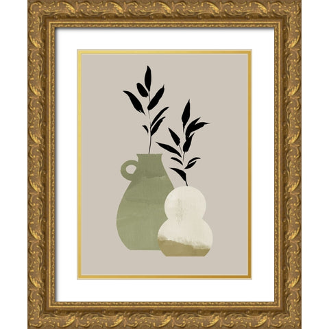 Simple Bud Vases II Gold Ornate Wood Framed Art Print with Double Matting by Green, Jacob