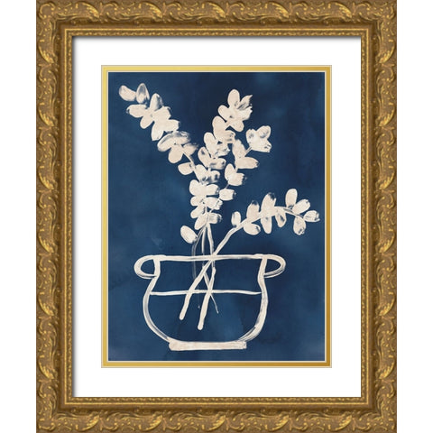 Vessel on Indigo II Gold Ornate Wood Framed Art Print with Double Matting by Vess, June Erica