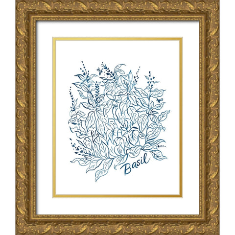 Summer Herb Garden Sketches I Gold Ornate Wood Framed Art Print with Double Matting by Marr, Laura