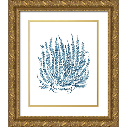 Summer Herb Garden Sketches III Gold Ornate Wood Framed Art Print with Double Matting by Marr, Laura