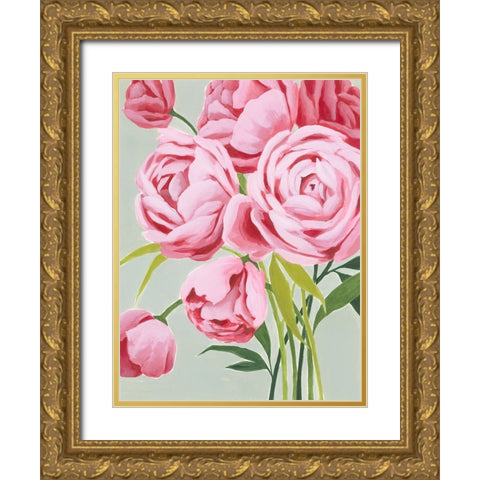 This Years Peonies I Gold Ornate Wood Framed Art Print with Double Matting by Popp, Grace