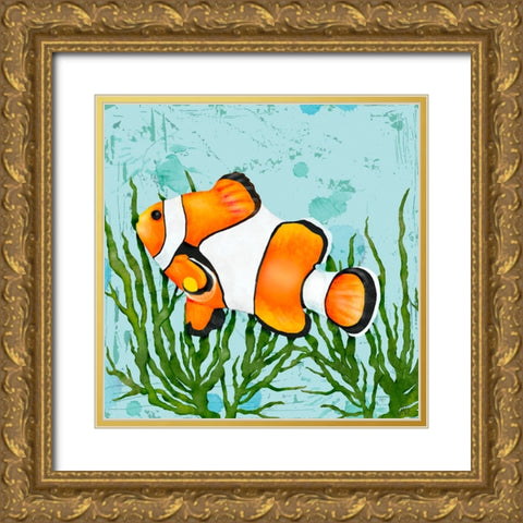 Tropical Fish in Seaweed I Gold Ornate Wood Framed Art Print with Double Matting by Reynolds, Jade