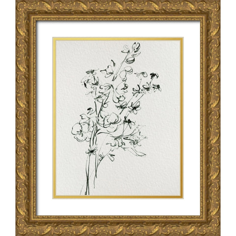 Wild Flower Bouquet I Gold Ornate Wood Framed Art Print with Double Matting by Wang, Melissa