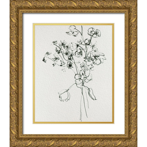 Wild Flower Bouquet II Gold Ornate Wood Framed Art Print with Double Matting by Wang, Melissa