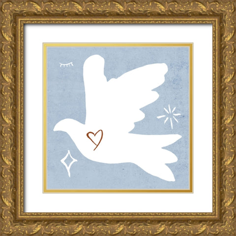 White Dove I Gold Ornate Wood Framed Art Print with Double Matting by Wang, Melissa