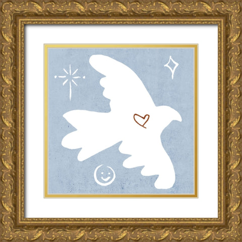White Dove II Gold Ornate Wood Framed Art Print with Double Matting by Wang, Melissa
