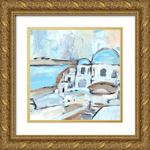 Santorini Rooftops II Gold Ornate Wood Framed Art Print with Double Matting by Warren, Annie