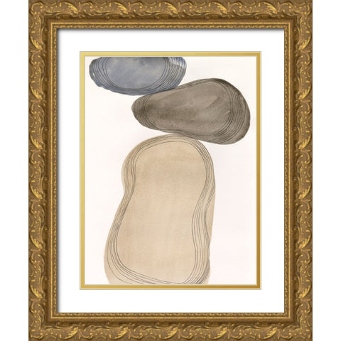 River Rocks Contour I Gold Ornate Wood Framed Art Print with Double Matting by Marr, Laura