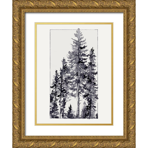 Inky Evergreen II Gold Ornate Wood Framed Art Print with Double Matting by Green, Jacob