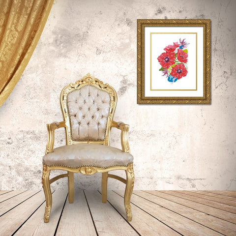 Brilliant Poppies I Gold Ornate Wood Framed Art Print with Double Matting by Marr, Laura