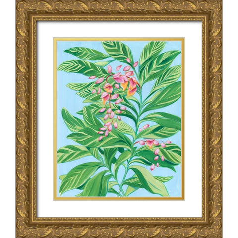 Tropical Shell Ginger II Gold Ornate Wood Framed Art Print with Double Matting by Marr, Laura