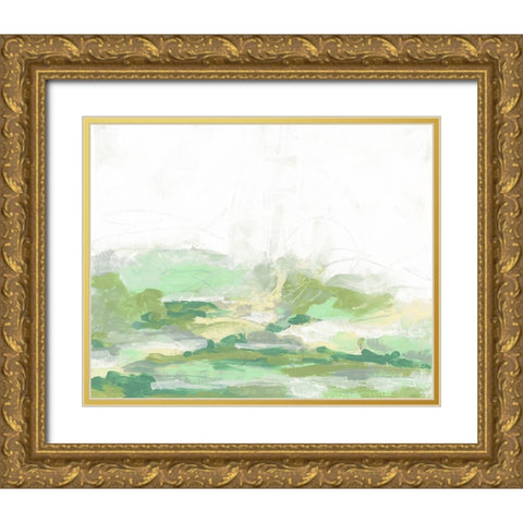 Green Mist Vista I Gold Ornate Wood Framed Art Print with Double Matting by Vess, June Erica