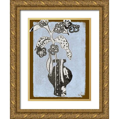Graphic Flowers in Vase II Gold Ornate Wood Framed Art Print with Double Matting by Wang, Melissa