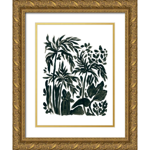 Ink Jungle III Gold Ornate Wood Framed Art Print with Double Matting by Vess, June Erica