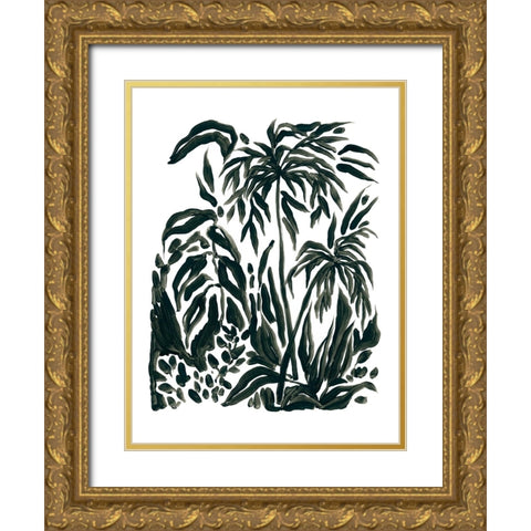Ink Jungle IV Gold Ornate Wood Framed Art Print with Double Matting by Vess, June Erica