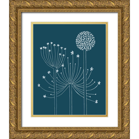 Graphic Alliums II Gold Ornate Wood Framed Art Print with Double Matting by Longley, Alicia