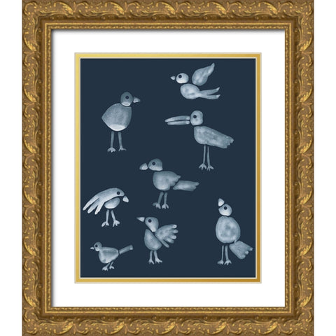Flock I Gold Ornate Wood Framed Art Print with Double Matting by Longley, Alicia