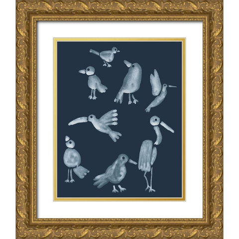 Flock II Gold Ornate Wood Framed Art Print with Double Matting by Longley, Alicia