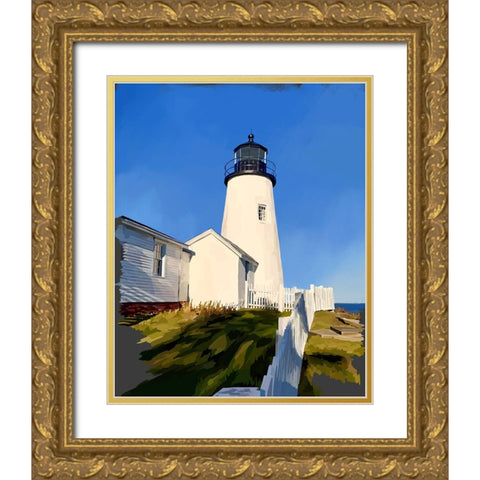 Maine Lighthouses II Gold Ornate Wood Framed Art Print with Double Matting by Kalina, Emily