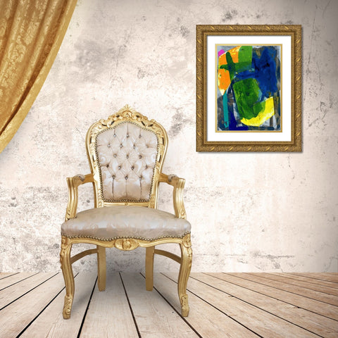 Brights Strokes I Gold Ornate Wood Framed Art Print with Double Matting by Cartissi