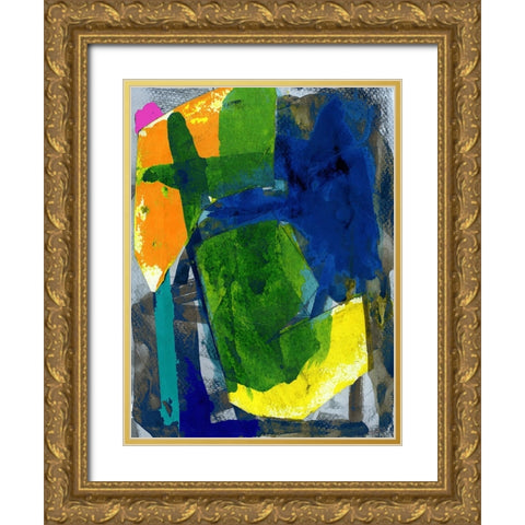 Brights Strokes I Gold Ornate Wood Framed Art Print with Double Matting by Cartissi