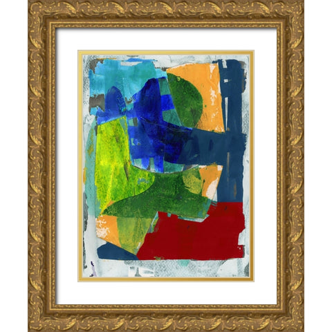 Brights Strokes II Gold Ornate Wood Framed Art Print with Double Matting by Cartissi