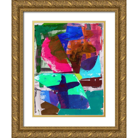 Brights Strokes III Gold Ornate Wood Framed Art Print with Double Matting by Cartissi