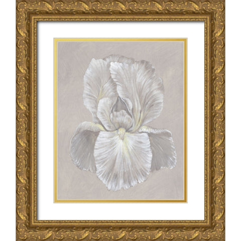 White Iris I Gold Ornate Wood Framed Art Print with Double Matting by OToole, Tim