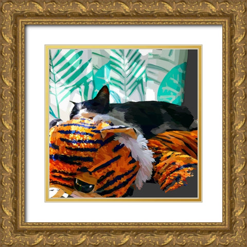 Sunning Kitties I Gold Ornate Wood Framed Art Print with Double Matting by Kalina, Emily