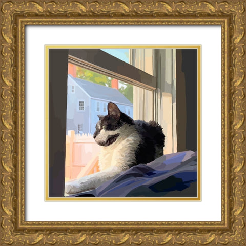 Sunning Kitties II Gold Ornate Wood Framed Art Print with Double Matting by Kalina, Emily