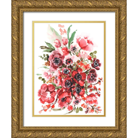 Icelandic Poppies II Gold Ornate Wood Framed Art Print with Double Matting by Zwara, Ania