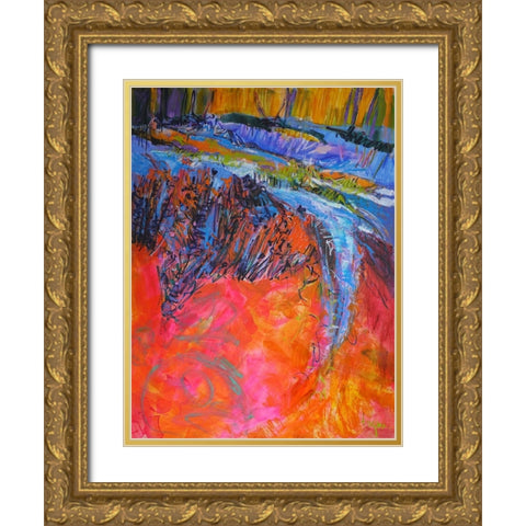 Vibrant Flow I Gold Ornate Wood Framed Art Print with Double Matting by Fagan, Dorothy