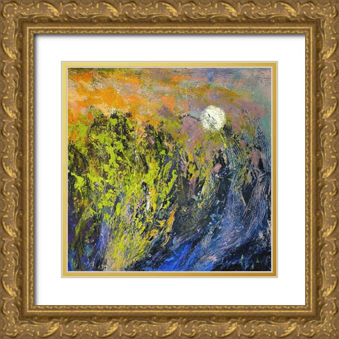 Marsh II Moonrise Gold Ornate Wood Framed Art Print with Double Matting by Fagan, Dorothy