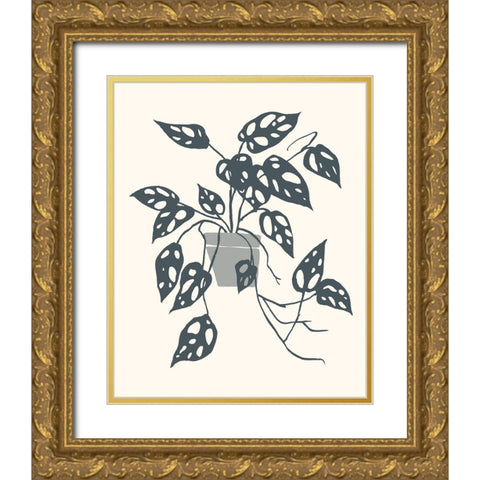 Growing Leaves I Gold Ornate Wood Framed Art Print with Double Matting by Wang, Melissa