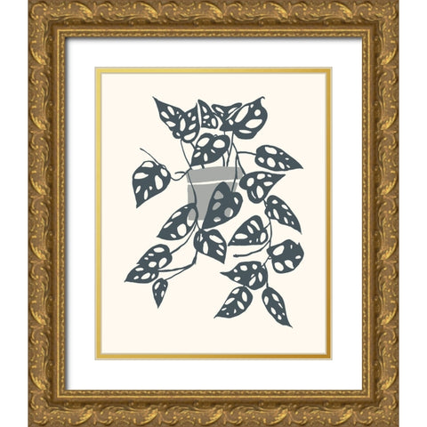 Growing Leaves II Gold Ornate Wood Framed Art Print with Double Matting by Wang, Melissa