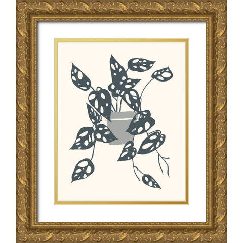 Growing Leaves IV Gold Ornate Wood Framed Art Print with Double Matting by Wang, Melissa