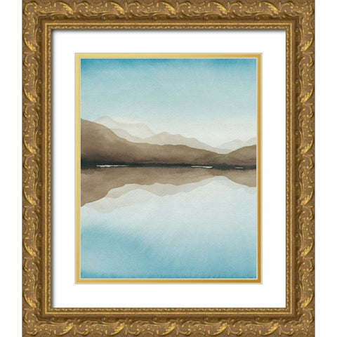 Turquoise Reflections I Gold Ornate Wood Framed Art Print with Double Matting by Popp, Grace