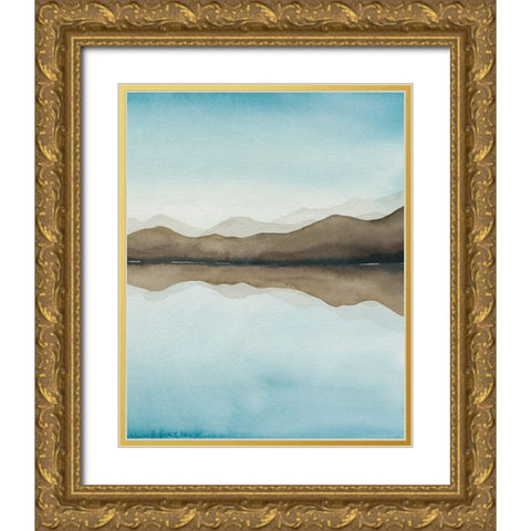 Turquoise Reflections II Gold Ornate Wood Framed Art Print with Double Matting by Popp, Grace