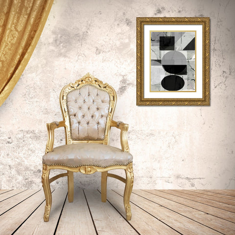 Abstract Neutrality II Gold Ornate Wood Framed Art Print with Double Matting by Cartissi