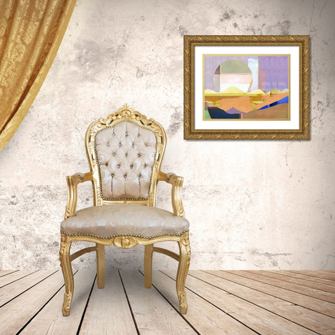 Pink Paint Gold Ornate Wood Framed Art Print with Double Matting by Cartissi