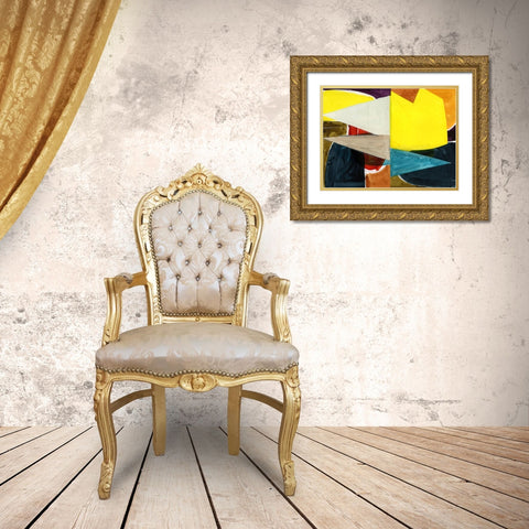 Jigsaw 1 Gold Ornate Wood Framed Art Print with Double Matting by Cartissi