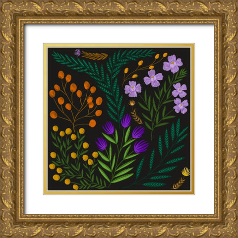 Botanical Play I Gold Ornate Wood Framed Art Print with Double Matting by Moore, Regina